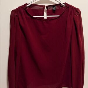 Burgundy Long-Sleeve Blouse